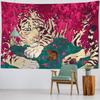 Tiger art tapestry, animal illustration wall hanging cloth, home wall decoration background cloth dormitory living room bedroom