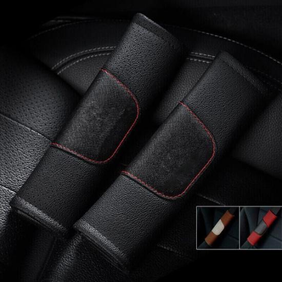 2Pcs Car Seat Belt Cover Shoulder Protector Cushion for Chevrolet Real Leather