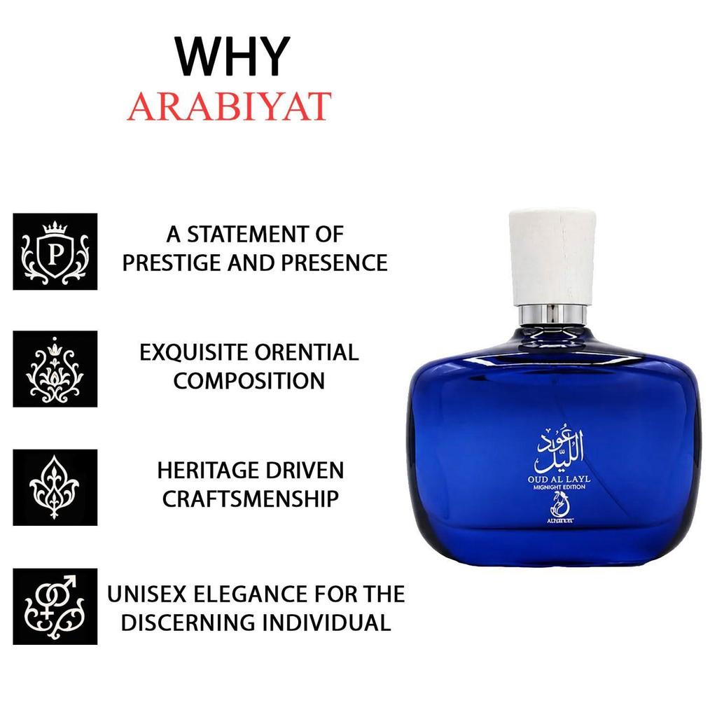 Arabiyat Oud Al Layl Midnight Edition Eau de Parfum 100ml | Long Lasting Unisex Perfume |