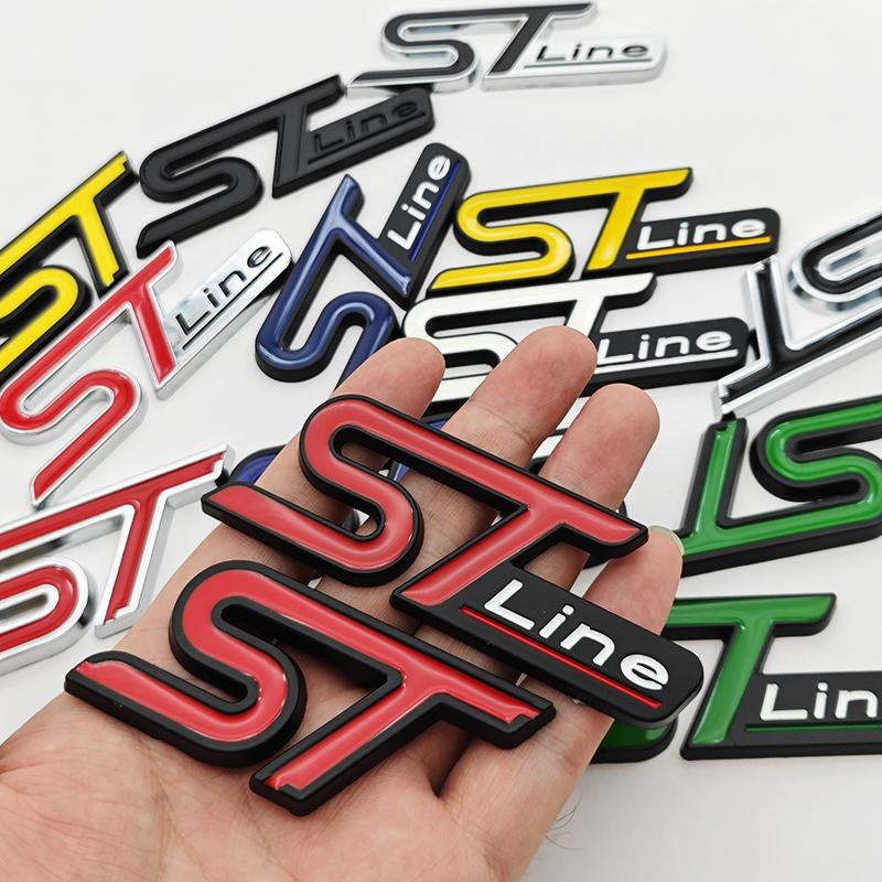 3D Metal Car Stickers STLine ST Logo Front Grille Fender Side Badge Rear Trunk Emblem For Ford Focus Mondeo Explorer Fiesta Edge QY2