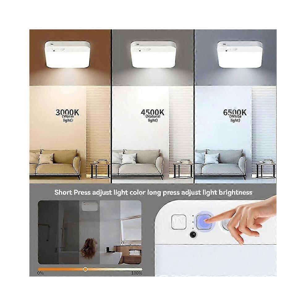 Rechargeable Motion Sensor Ceiling Light with Remote - Wireless Ceiling Lights Battery Operated Closet Light,3 Colors