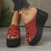 Foreign trade large size women's summer wedge heel sandals women's 2025 new foreign trade sequins thick-soled wedge heel