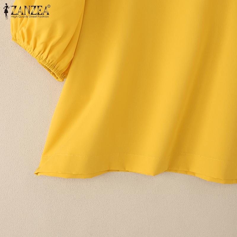 ZANZEA Women Casual V-Neck Summer Short Sleeve Blouse