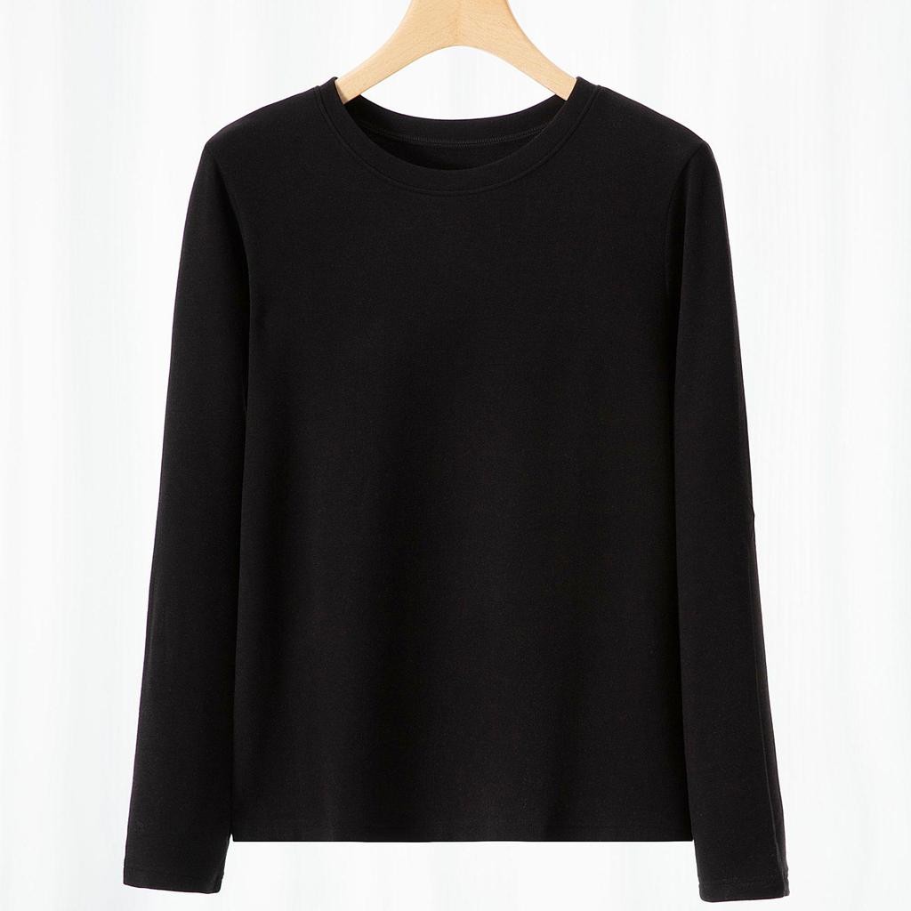 Women's Slim Fit Tencel Fleece Crew Neck Long Sleeve Top for Autumn/Winter