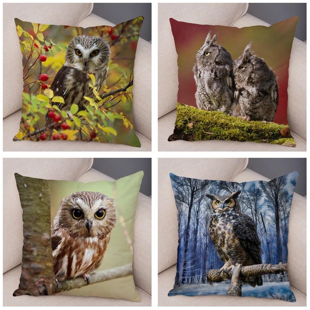Cute Animal Pillowcase Wild Owl Cushion Cover Decorative Pillowcase Sofa Home Children's Room