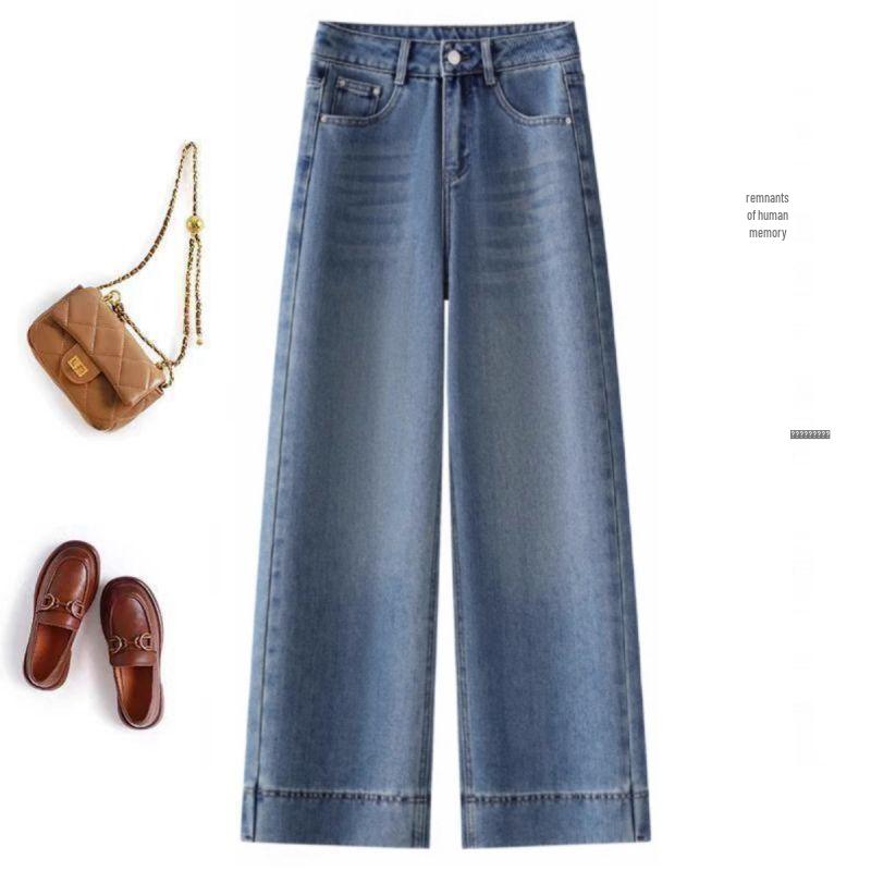 

Light-Colored Wide-Leg Plus Velvet Denim Pants for Women - Spring/Autumn Slimming Straight-Leg for Pear-Shaped Body 26 (suggested 80-95 jin)