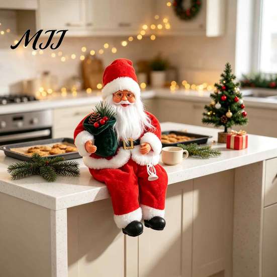 Handmade Fabric Santa Statue Plush Claus Figurine, 11.81 Inch Christmas Sitting Decorations Doll for Holiday Home Decoration And Festive Scene