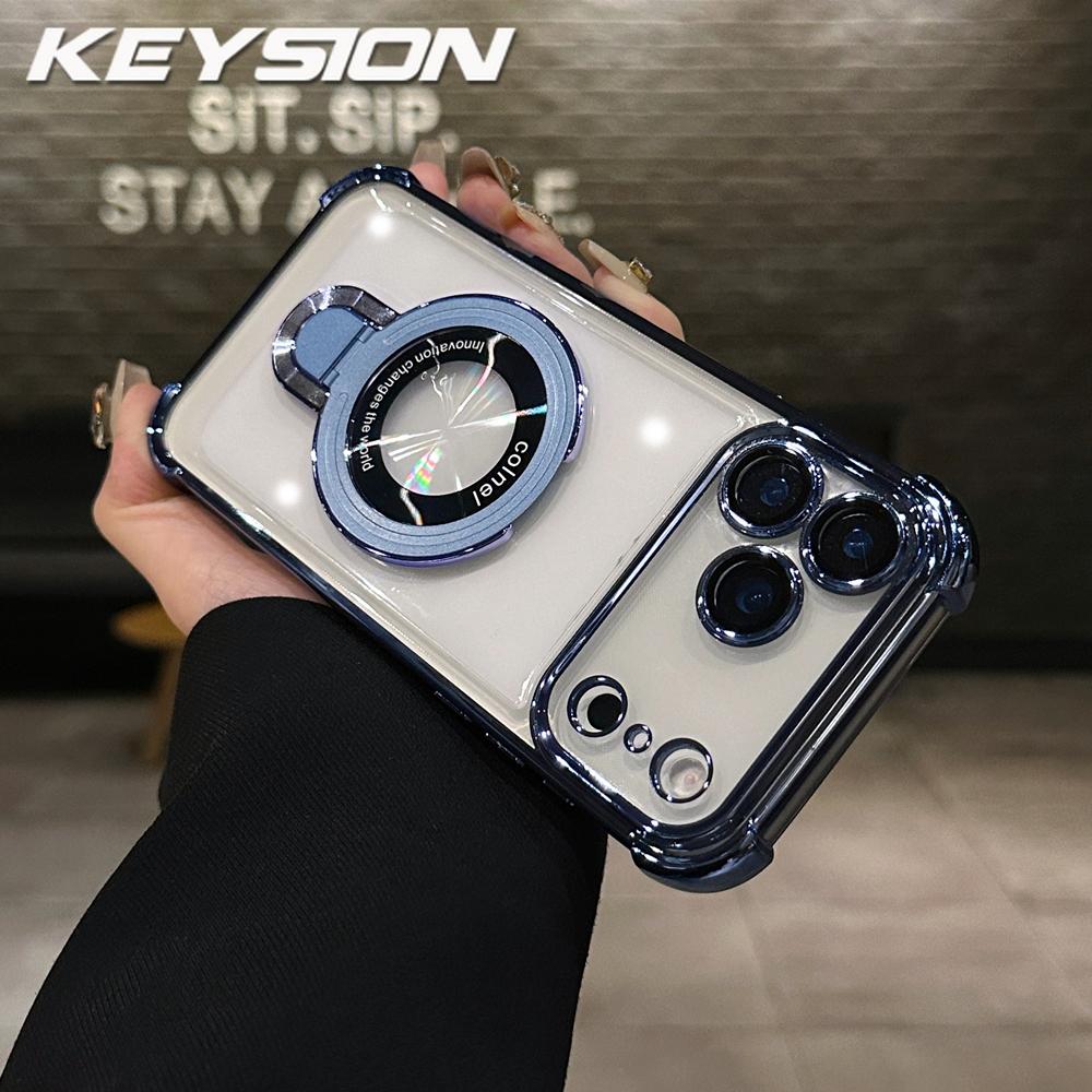 

KEYSION Магнітний чохол для MagSafe для iPhone 17 Pro Max 17 Покриття Air Прозорий ТПУ Протиударний Кільце-підставка Задня кришка для телефону for iPhone 17 Pro Max синій
