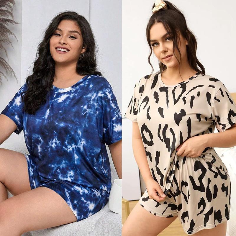 

Women Summer Pajama Set Loose Casual Shorts and T-shirt Loungewear Set 2XL
