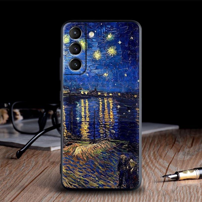 

Van Gogh Painting Case For Samsung Galaxy S24 S23 Ultra S21 FE S20 S22 Ultra S10 Plus Starry Sky Cover Sunflower Almond Blossoms Samsung S10 Plus