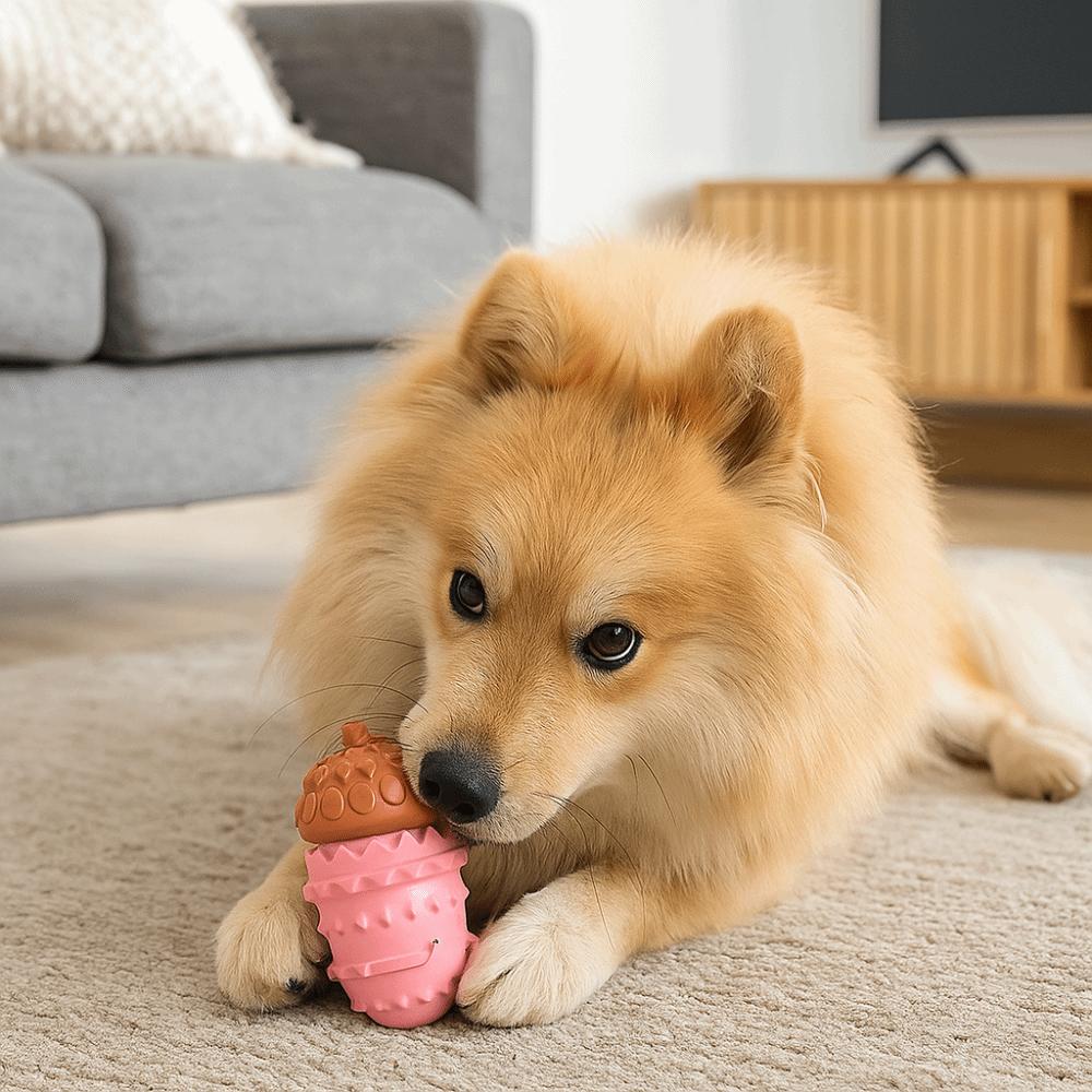 Bite Resistant Pet Leakage Food Toys TRP Pinecone Shape Dog Chew Balls Durable Tooth Cleaning Toy Relieve Boredom