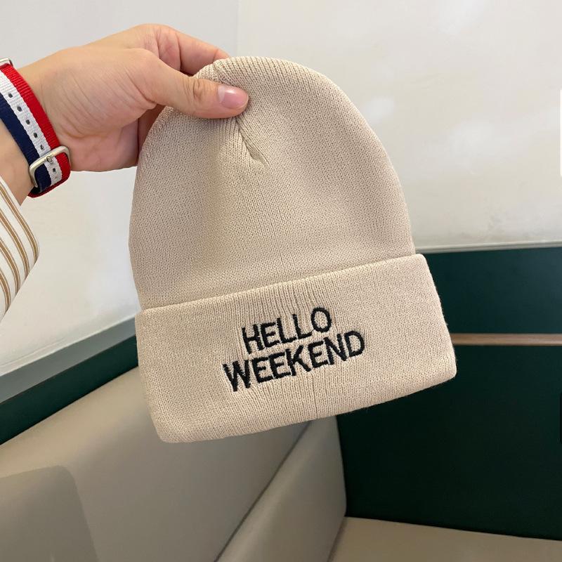 

Вязаная шапка с вышивкой букв для мужчин на зиму, большой окружности головы, холодная шапка, уличная теплая шерстяная шапка для женщин 55-60CM