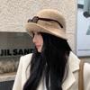 1Pc Autumn and Winter New Basin Hat Wool Blended Bucket Hat Women Show Small Face Versatile Fashion Irregular Wide Brim Warm Hat
