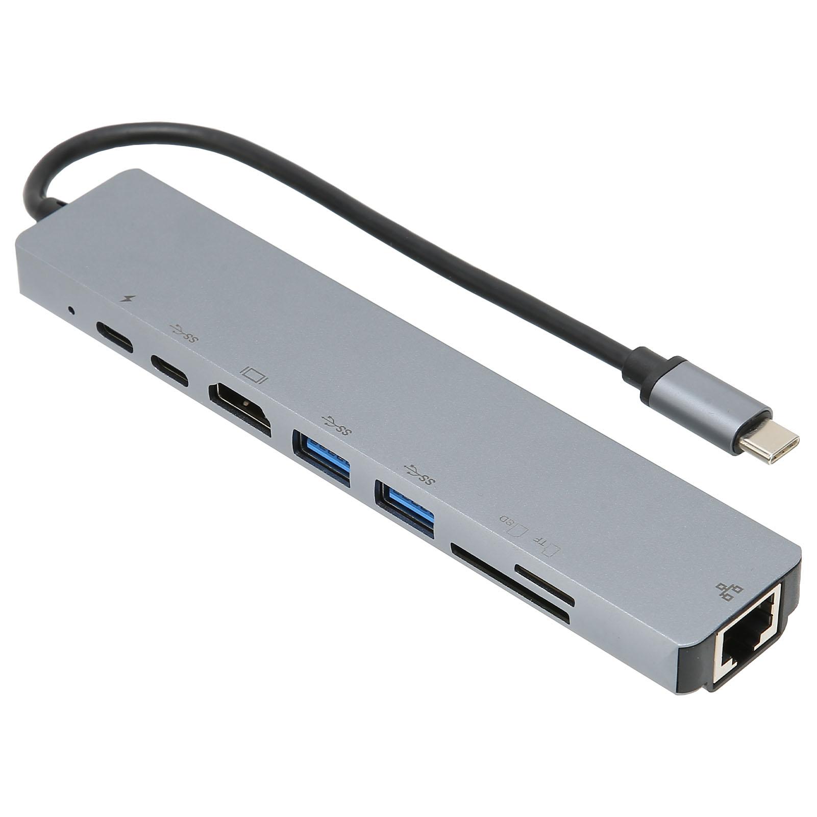 

Док-станция USB C 8 в 1 Многофункциональная док-станция USB Type C на RJ45 USB3.0 USB C HD с мультимедийным интерфейсом