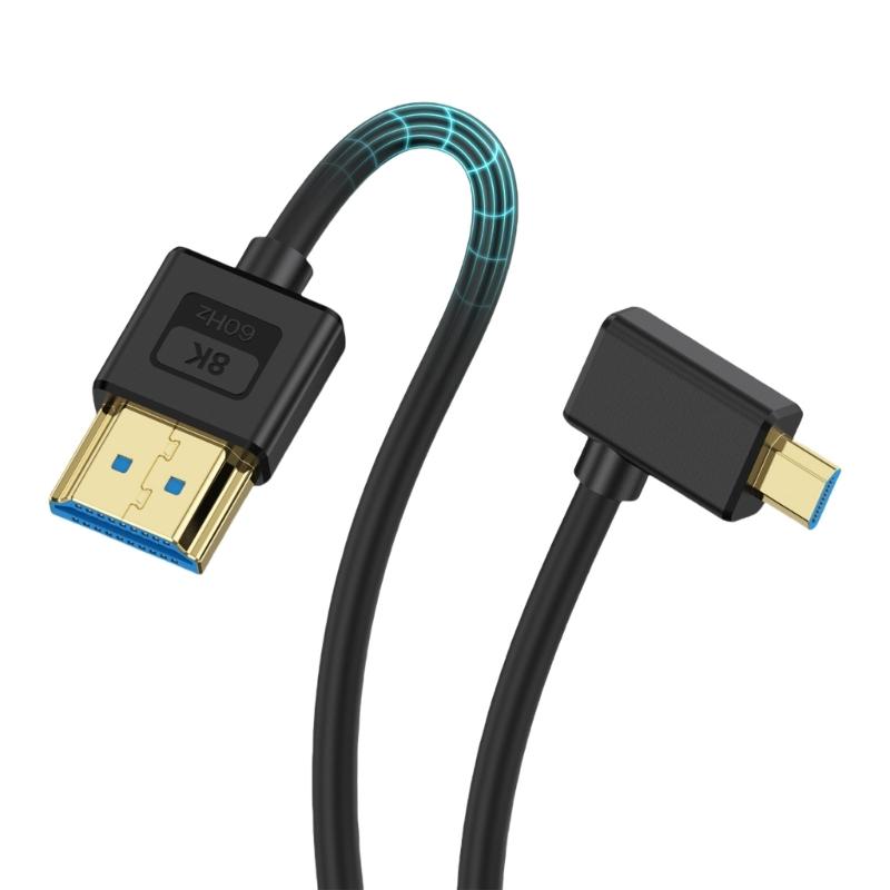 Thin Silicone 8K60hz 1080p Camera Cable Fast Speed 48Gbps 90 Degree Angle option For Cameras Tablets