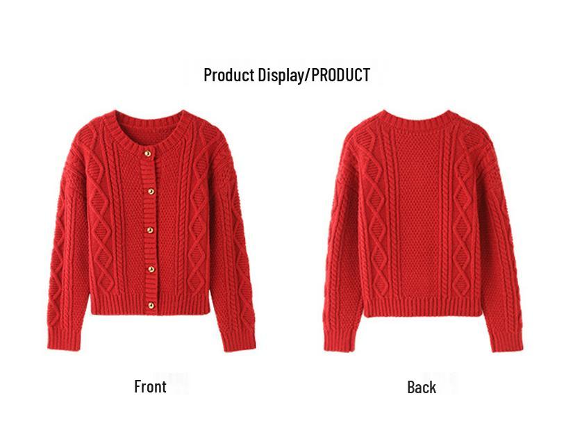 Women's Chic Red Knit Cardigan - Early Autumn Fashion