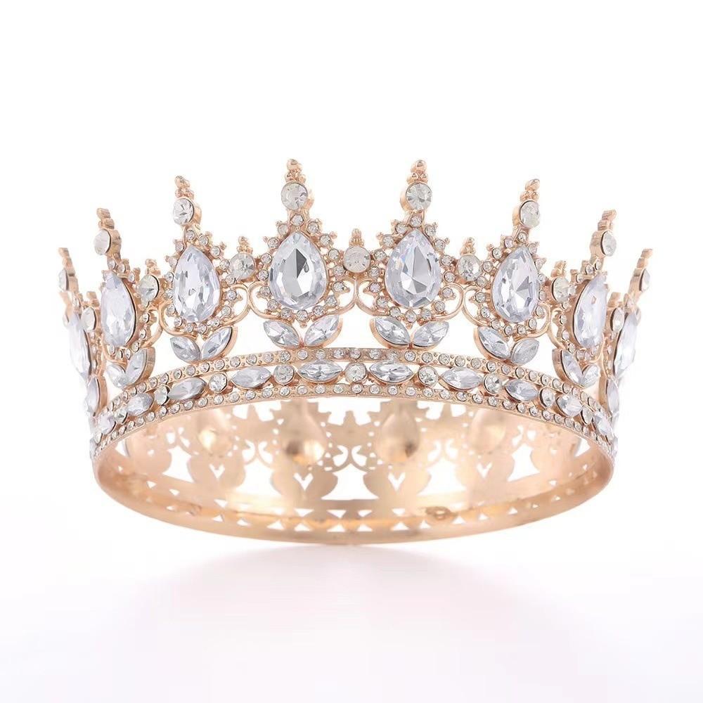 Rhinestone Baroque Pageant Crowns Luxury Crystal Queen Princess Tiara  Hair Dress Accessories