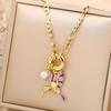 Hot Sale Gold Plated Animal Hip Hop Hummingbird Bird Pearl Pendant Necklace New Fashion Man Woman Casual Vacation Jewelry Gift