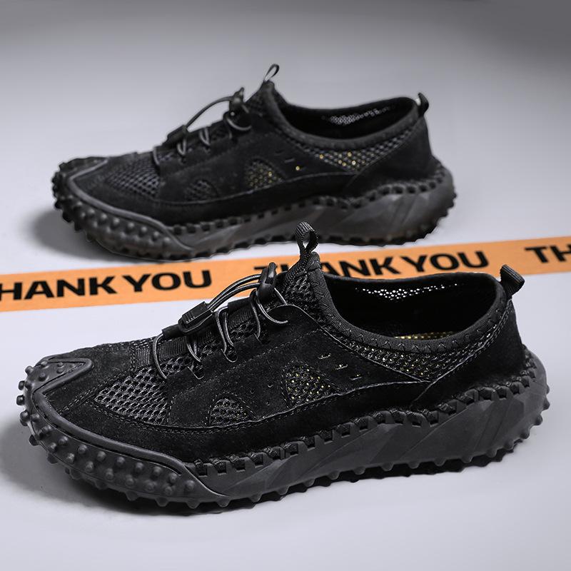 

Amazon summer large size hand-stitched foot cover casual shoes men s breathable and versatile never degummed mesh shoes 38 чёрный