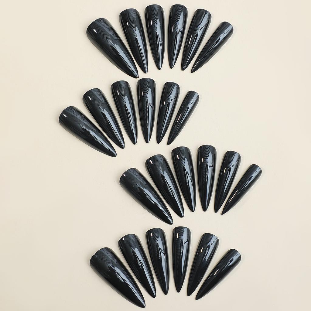 Long pointed nails, dark-toned, detachable, solid color false nails for stylish girls