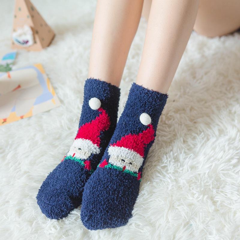 Winter Explosion Coral Fleece Women'S Socks Three-Dimensional Cartoon Terry Socks, Thickened Christmas Socks, Japanese Floor Socks