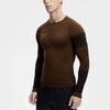FILA Color Block Letter Print Fitness Knit Long Sleeve Raglan T-Shirt Men Tops Brown Chestnut A11M411208F-BN