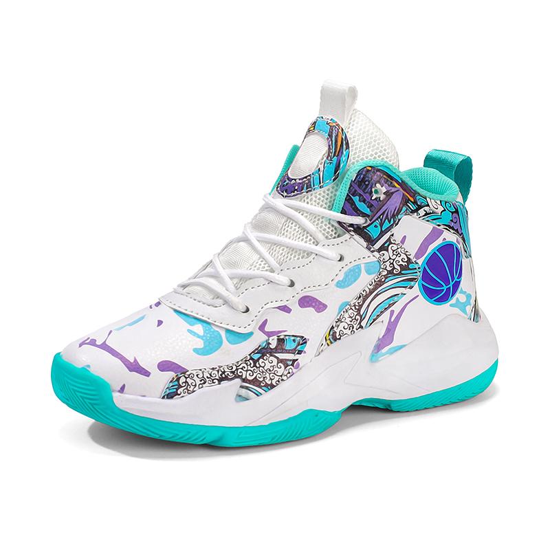 New Children High Top Sneaker Leather Sports Shoes for Boy Kids Comfort Anti-slip Basketball Shoes Outdoor Walking Sneaker