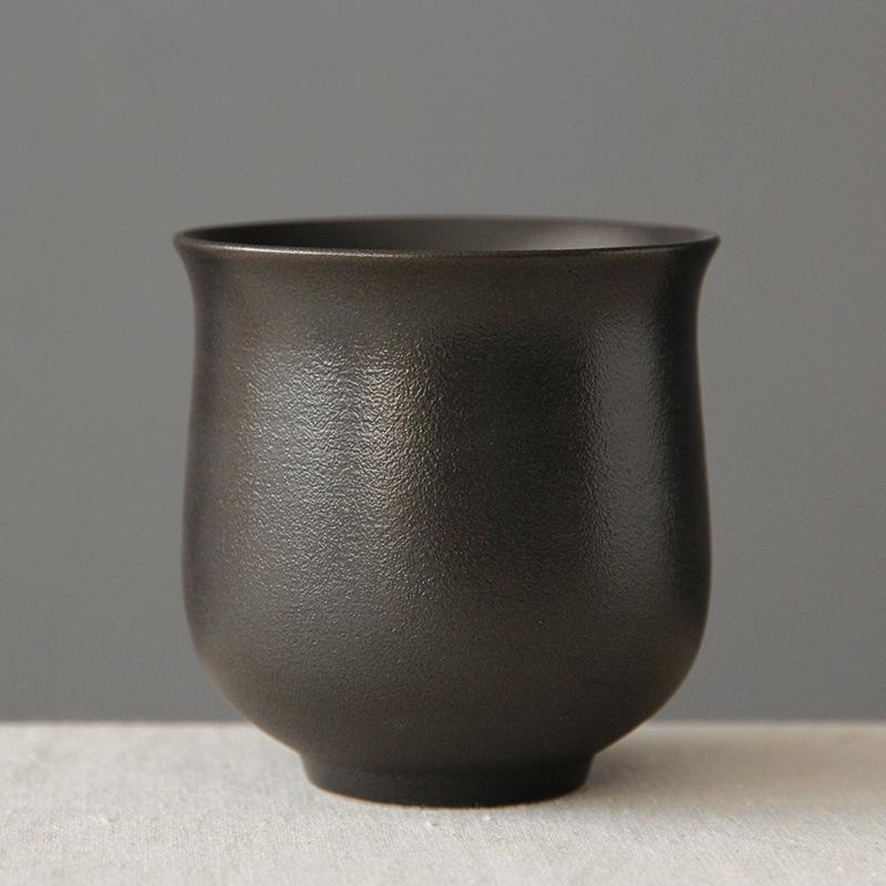 Vintage Large Stoneware Tea Cup Kiln Variation Glaze Coarse Pottery Gongfu Personal Master Cup Handmade Ceramic Drinking Gift