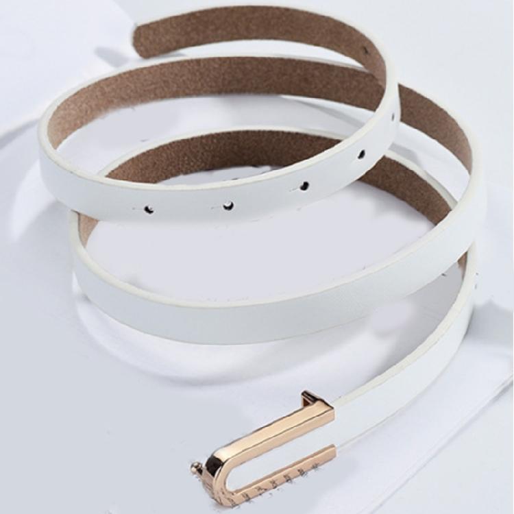 Trendy Waist Belt U Shaped Metal Buckle Thin Belt Waist Cincher for Women Enhances Any Outfit