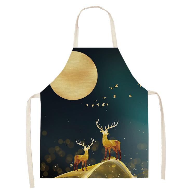 Deer Butterfly Kitchen Aprons for Women Cotton Linen Bibs Household Cleaning Kitchen Apron Maid Apron Aprons