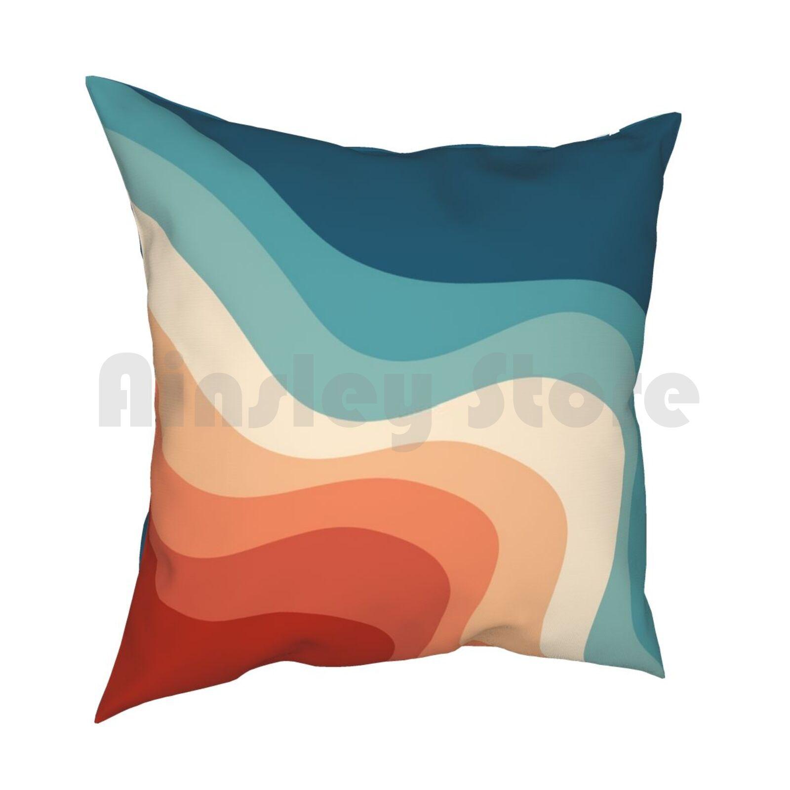 Retro Style Waves Pillow Case Printed Home Soft DIY Pillow Cover Retro Waves Waves Retro Stripes Striped Lines Colorful 30x30cm 12x12in