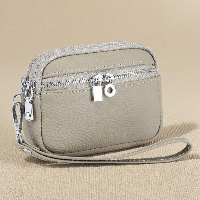 Women PU Leather Coin Purse Double Zipper Wallet Wristlet Key Pouch Small Card Holder Cash Change Purse Portable Mini Clutch Bag