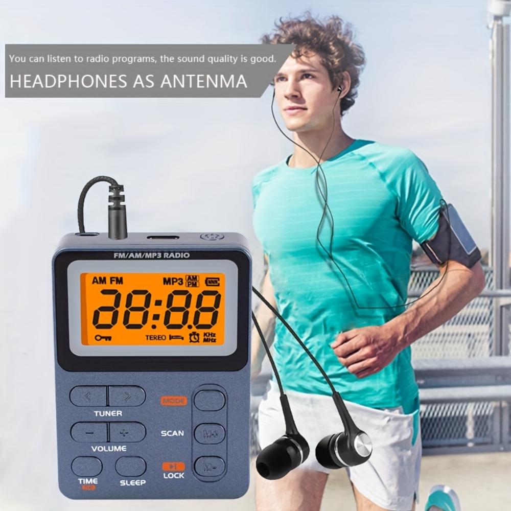 Portable Digital FM/AM Radio,MP3 TF Card Player,Stereo Music Speaker with Sleep Timer,Lock Key,Mini Radio for Camping,Running