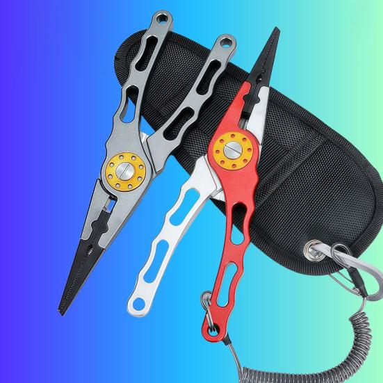 Aluminum Alloy Fishing Pliers Ergonomic Handle Portable Multifunction Ring Opener PE Line Cutter Hooks