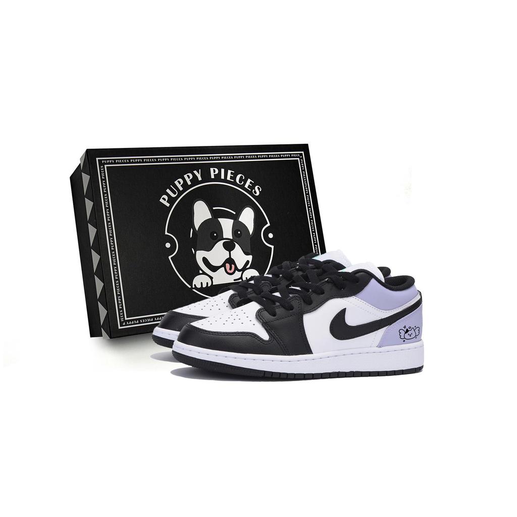 Jordan Air Jordan 1 Vintage Basketball Shoes Men's Low Top Black Purple 553558-131(Team85-S-BOX-A)
