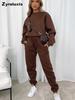 Women's Fall Winter Casual Solid Color Fleece Lined Long Sleeve Pants