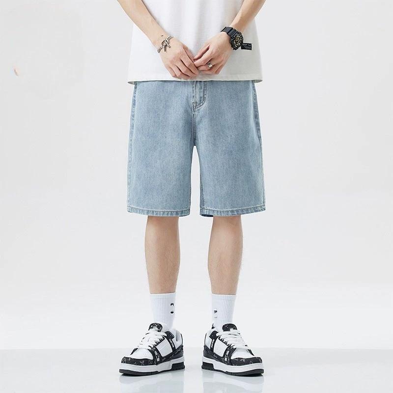 

Summer Men s New Casual Jeans Shorts Loose Korean Mid High Waist Fashion Knee Lenght Denim Short Pants Male Brand Daily shorts M