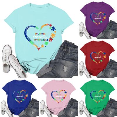 Women's Casual Printed T-Shirt Round Neck Pullover Short Sleeve Top
