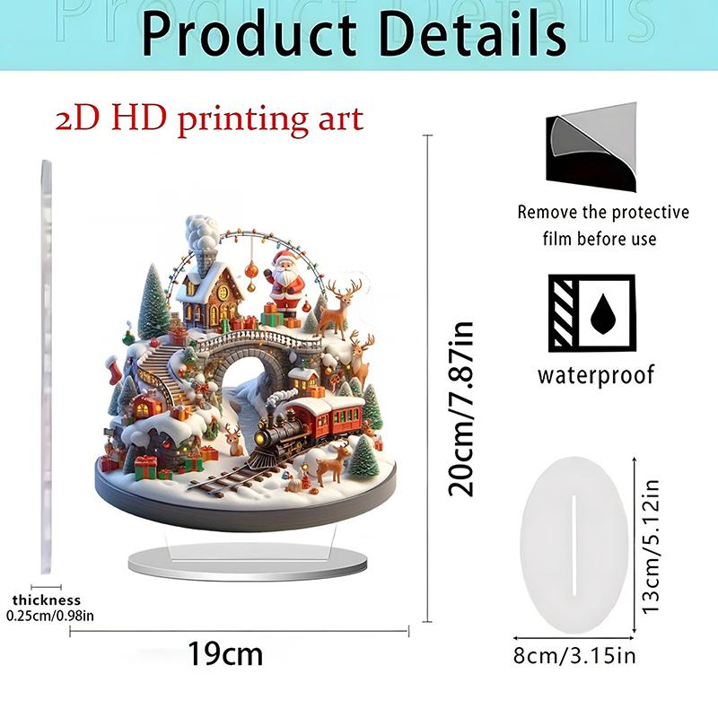 2D Flat Christmas Merry Carousel Christmas Scene Festival Decor Bedroom Office Desktop Ornaments Home Decoration Christmas Gifts