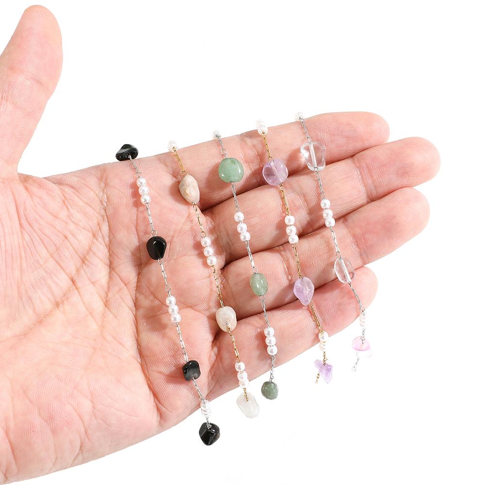 1 Meter Irregular Stone 3:1 Pealrs Handamade Stainless Steel Chains for DIY Necklace Making Jewelry Findings Bracelet Supplies