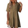 Women Short Sleeve V Neck Ruffle Hem A Line Midi Dress Multi Color Casual Flowy Dress