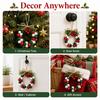 Decorative Bow Bells Mini Jingle Christmas Wreath, Rustic Metal Bell Hanging Wreath with Faux Pine Branch, Entryway Ritual Decor Red Berries And Jute