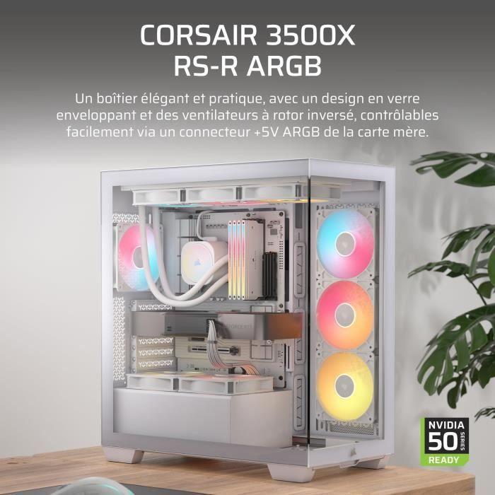 PC-Gehäuse - CORSAIR - 3500X RSR ARGB Tempered Glass Mid-Tower - 3 ARGB-Lüfter mit umgekehrtem Rotor - Weiß