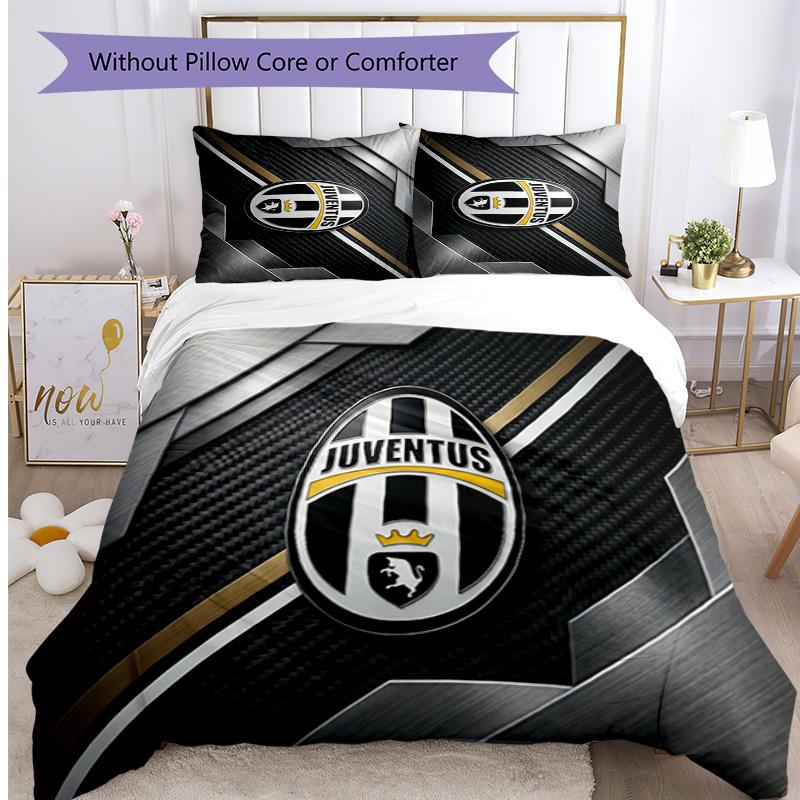 Set Biancheria da Letto 3 Pezzi con Stampa Pattern Juventus FC Morbido Delicato sulla Pelle Lavabile Copripiumino e Federe Set Stagione Unica Camera da Letto