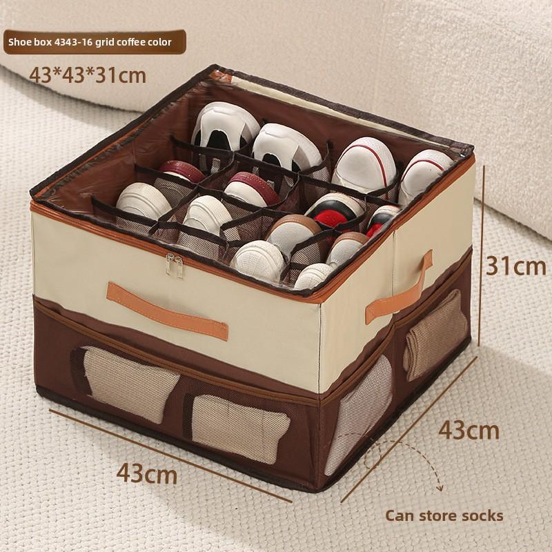 Oxford Cloth Shoe Storage Box With Lid And Dividers For Bedroom Closet Organization