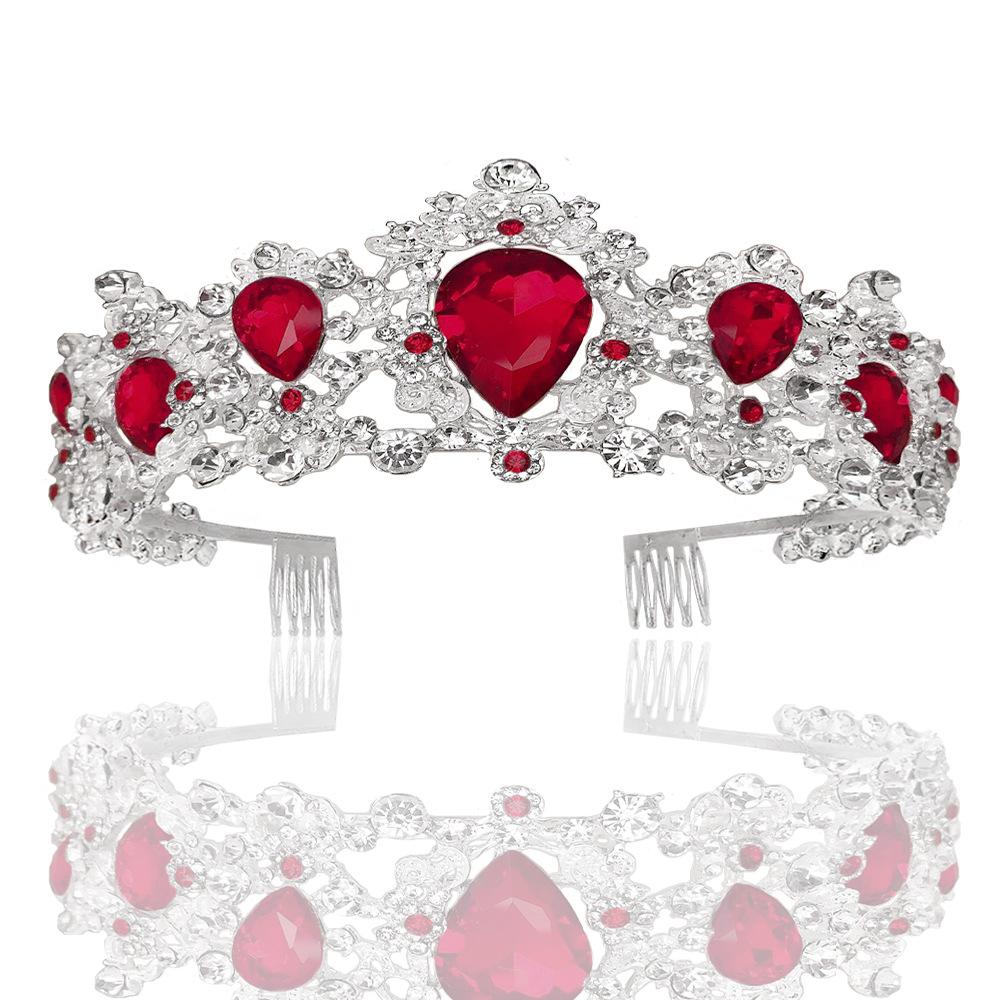 

Bridal Crown with Comb Red Large Water Drop Crystal Hair Comb Headdress Wedding Accessories Crown Comb