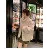 Women's Autumn and Winter Solid Color Buttoned Long-sleeved Cardigan Flocked Fashion Casual Loose Jacket Top
