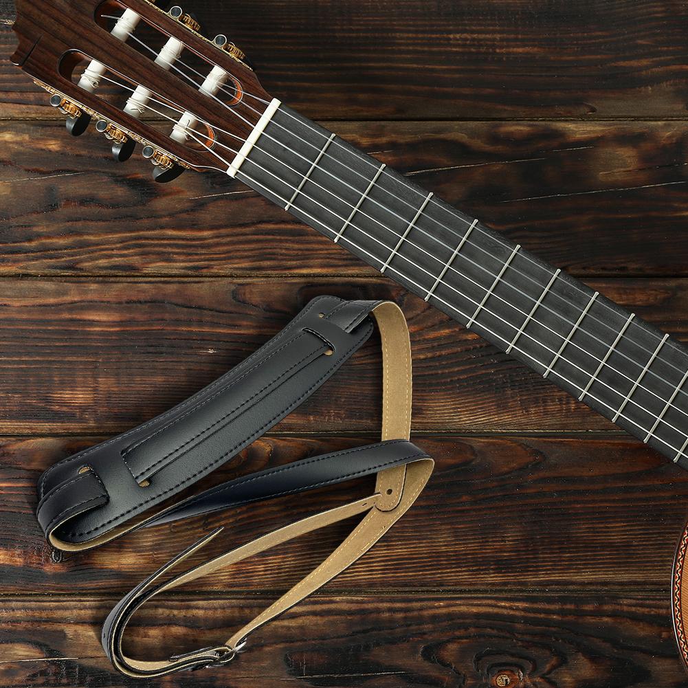 Correia de Couro para Violão Acústico Comprimento Ajustável Correia Acolchoada com Almofada de Ombro Correia para Guitarra Elétrica para Guitarra Elétrica e Baixo