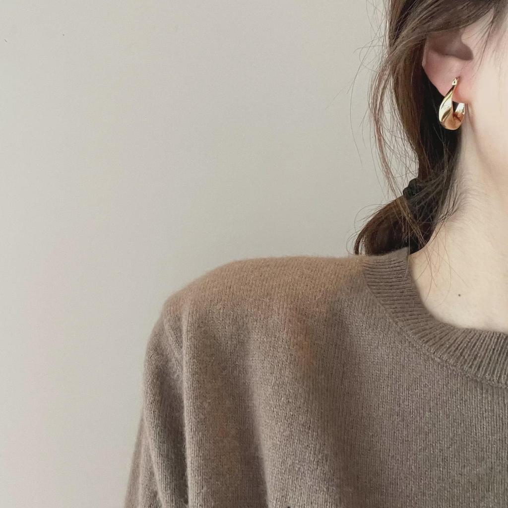 Boucles d'oreilles européennes et américaines en argent 925 à aiguille géométriques torsadées tempérament rétro