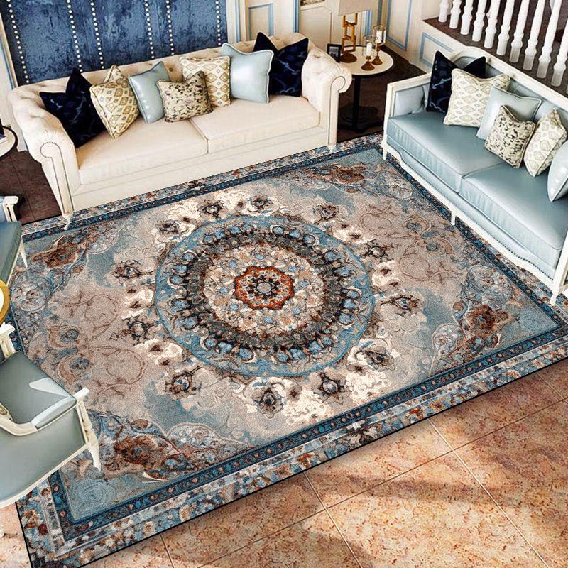 American Style Blue Persia Carpet Living Room Decoration Sofa Table Area Rugs Easy Clean Bedroom Cloakroom Floor Mat Non-slip